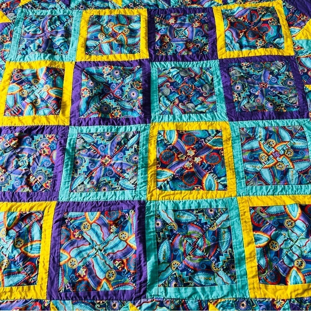 45”x45” Handmade Patchwork Cotton Quilt.